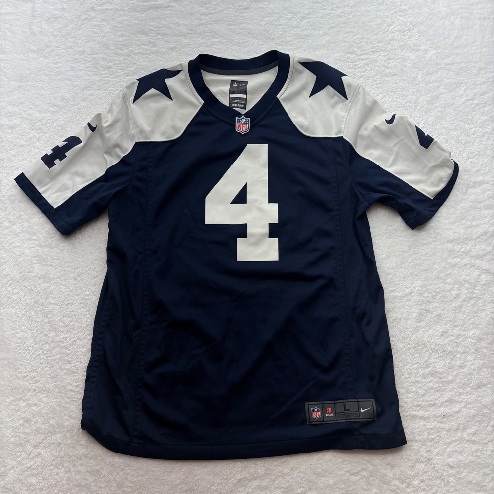 Nike Dallas Cowboys Dak Prescott 4 NFL On Field Jersey Navy Blue Mens Large C215